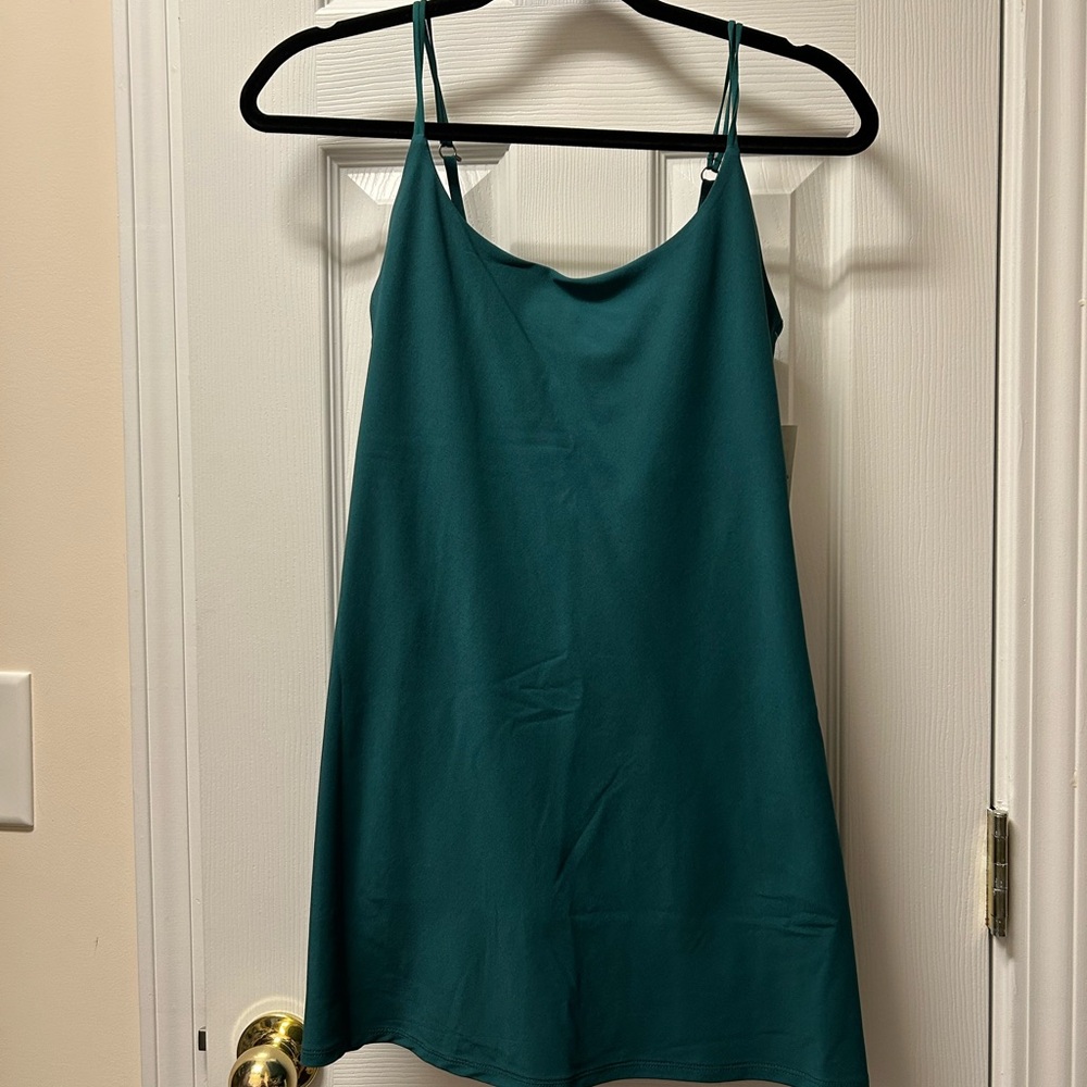 Teal Spaghetti Strap Dress with built in shorts